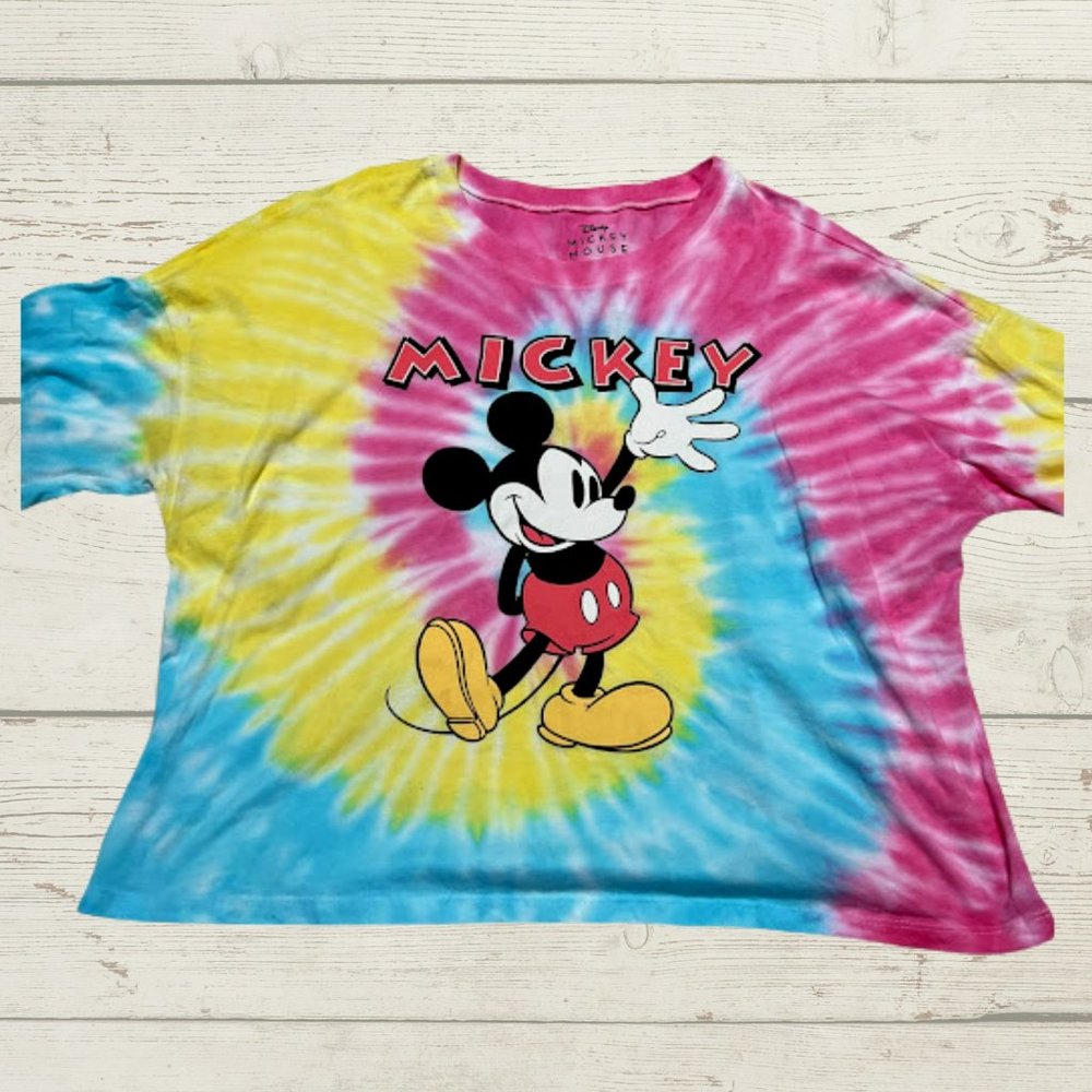 Disney Tie Dye Mickey Mouse T Shirt Juniors
